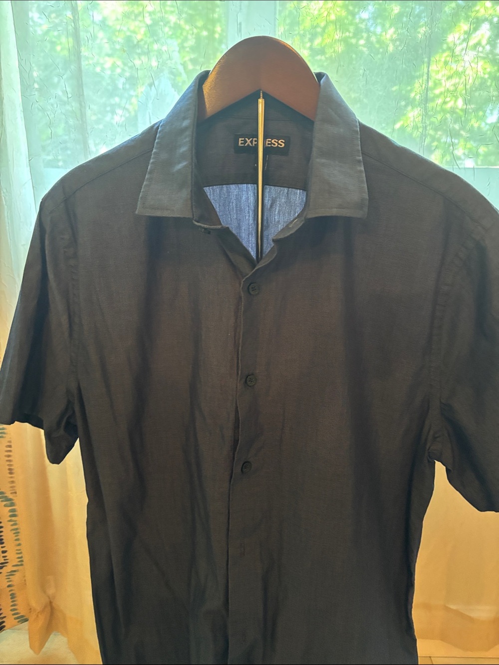 Express Men's Short Sleeve Button-Down Shirt - Navy